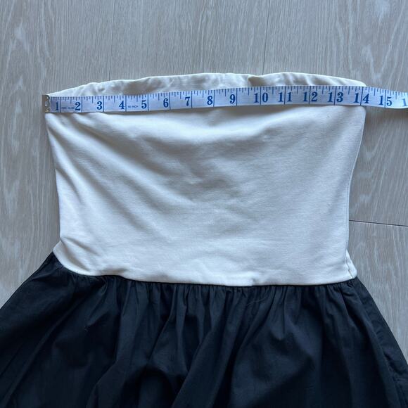 J Crew Strapless Mixy Dress Small Natural And Black Pockets Flaw - Picture 7 of 14